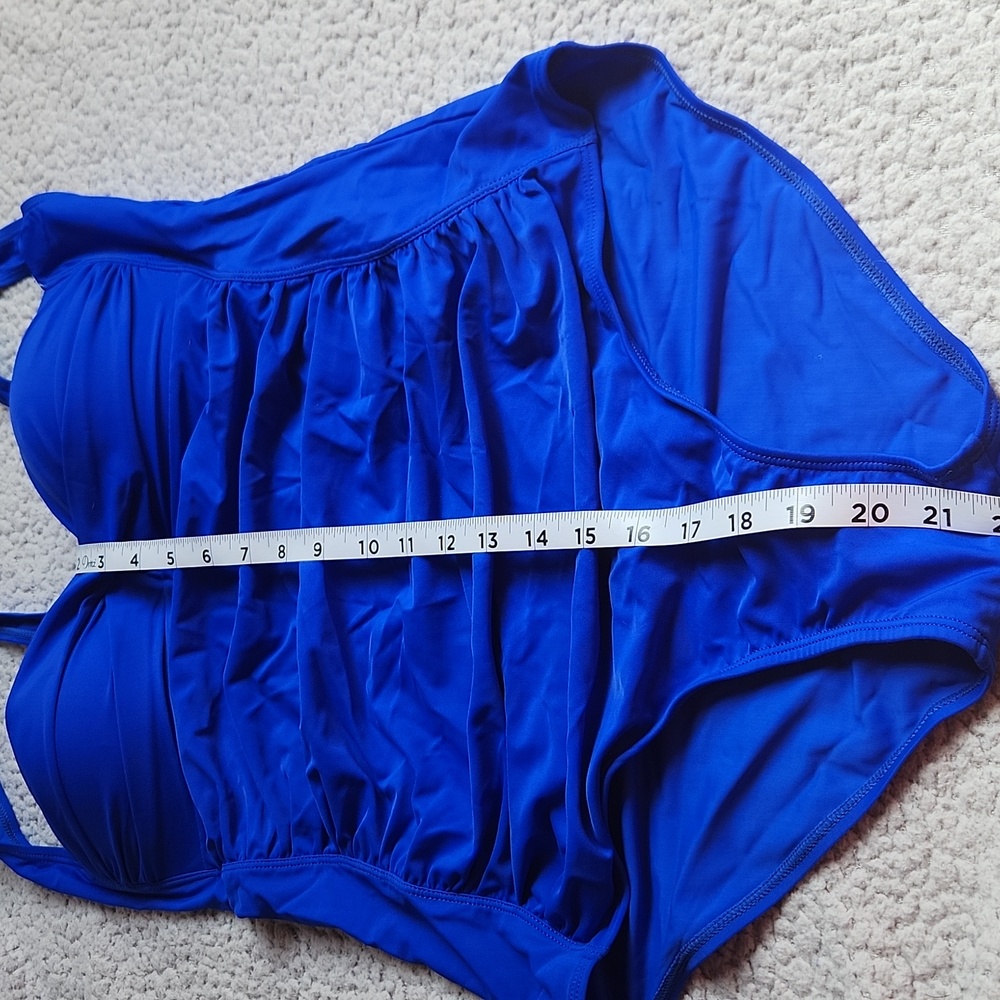 Women's One Piece Tummy Control Bathing Ruched Royal Blue Padded Summer Swimsuit - Picture 6 of 10